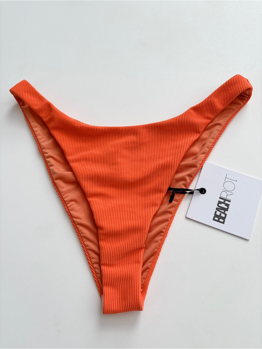 Beach Riot Swim Bikini Bottom Orange Ribbed Kaylin Nwt Medium M